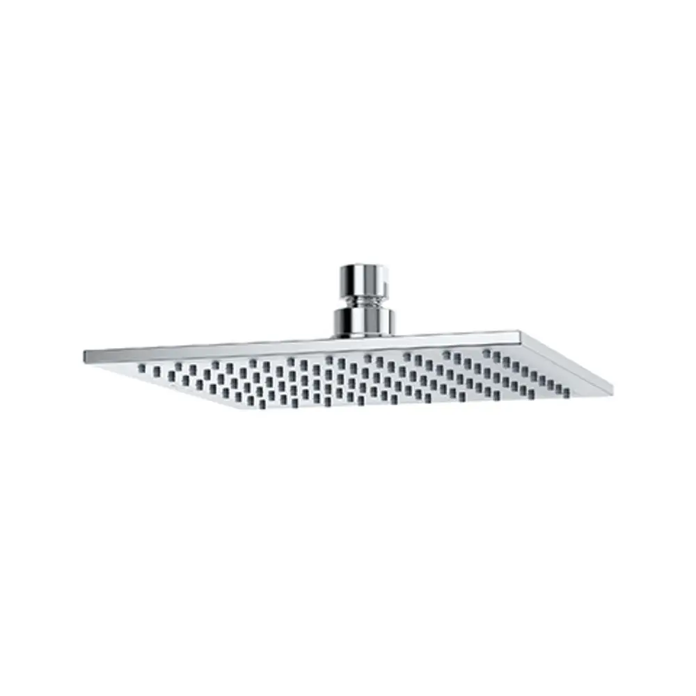 Kludi-Duschkopf in quadratischer Form mit flacher Ausführung. Die Oberfläche ist hochglänzend und hat eine strukturierte Sprühfläche.